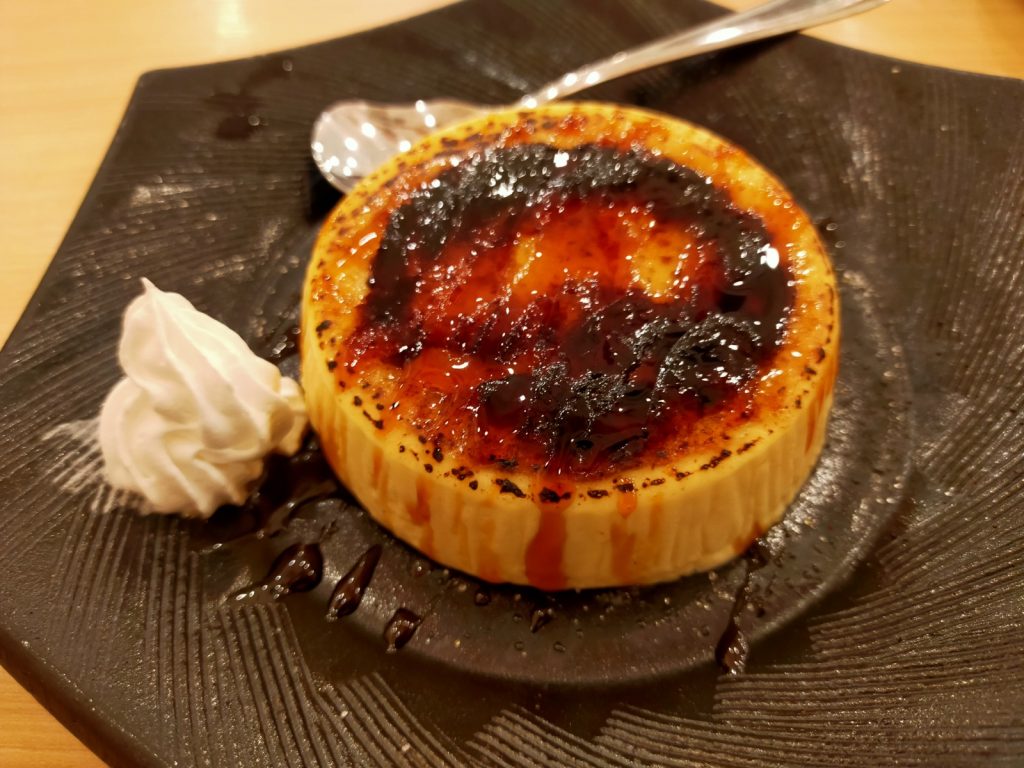 Catalana dessert served at a Japanese izakaya restaurant in Japan